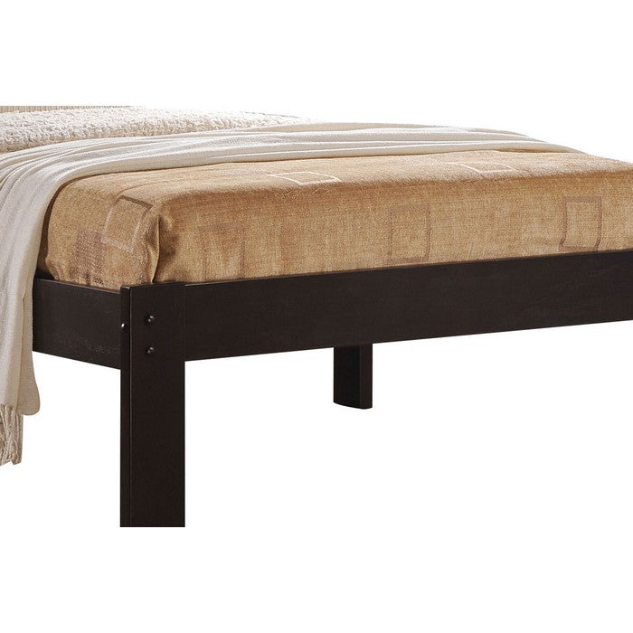 Contemporary Style Wooden Twin Size Bed with Slatted Headboard, Brown