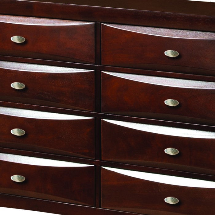 Transitional Wooden Dresser with 8 Spacious Beveled Drawers, Brown