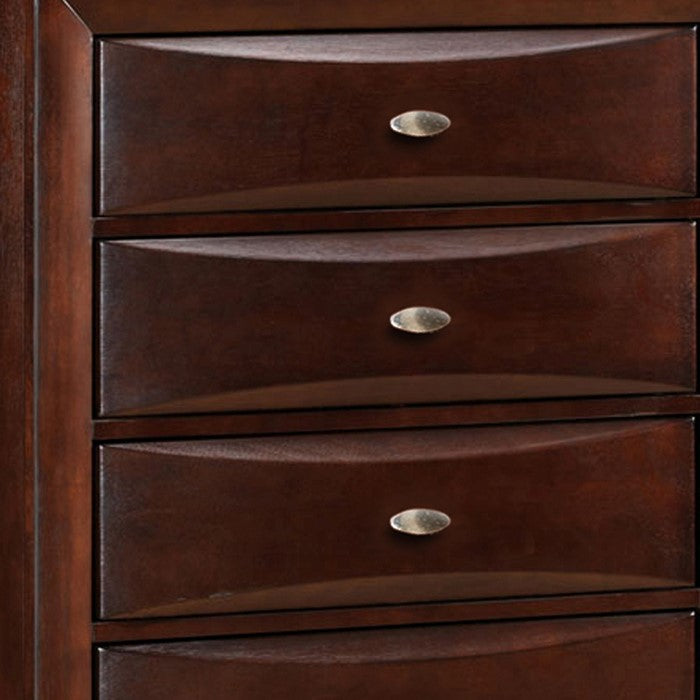 Transitional Wooden Chest with 5 Spacious Beveled Drawers, Brown