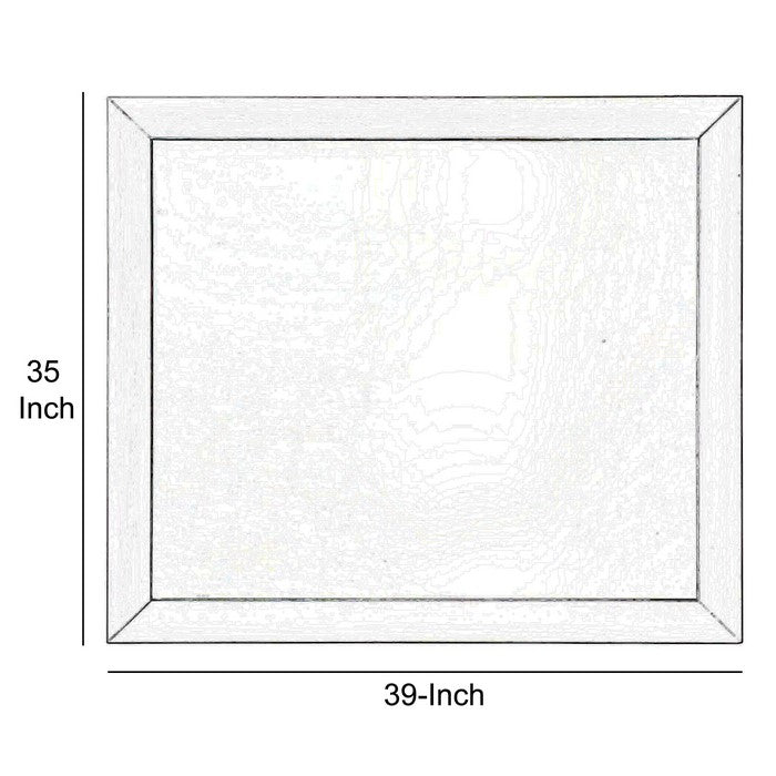 Wooden Framed Mirror with Rectangular Shape, Silver and White