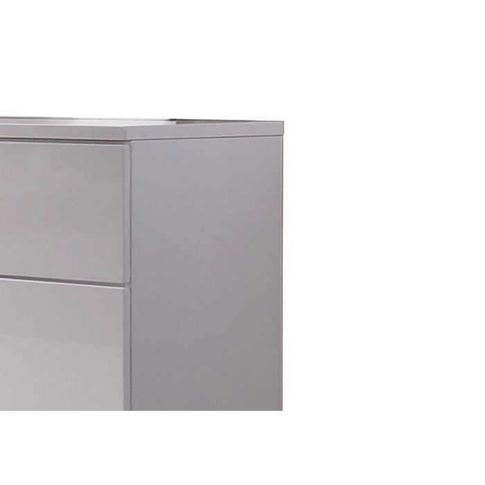 High Gloss Finish Wood and Metal Dresser with 6 Spacious Drawers,White