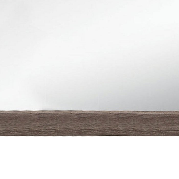Wooden Clean Lines Framed Mirror with Rectangular Shape,Weathered Gray