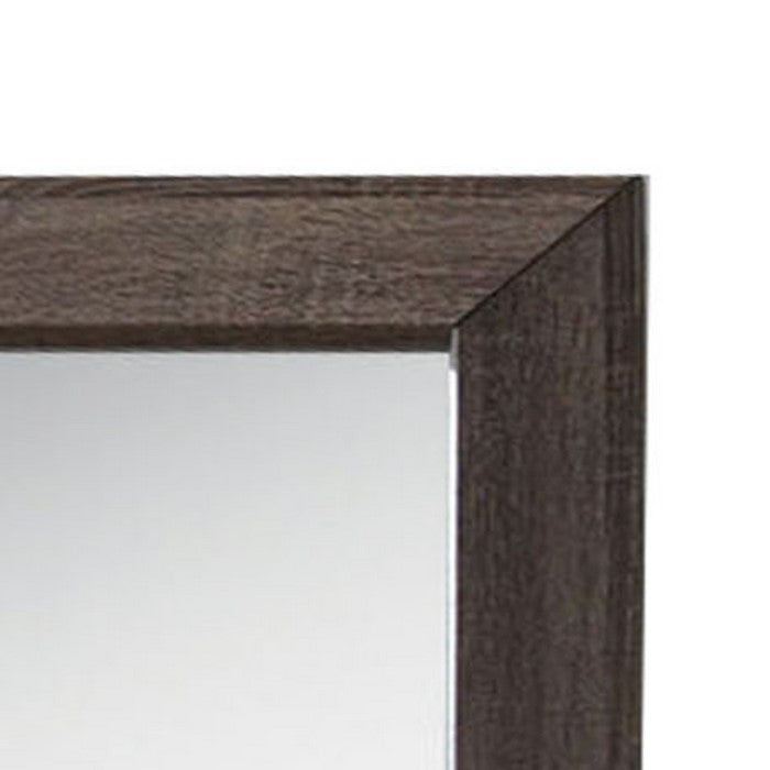 Wooden Clean Lines Framed Mirror with Rectangular Shape,Weathered Gray