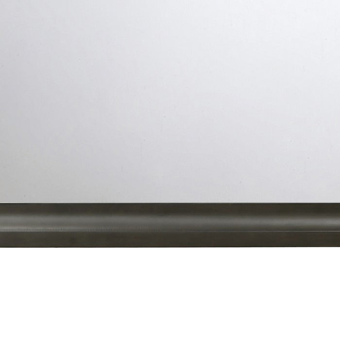 Contemporary Style Wooden Mirror with Raised Edge Framework, Gray