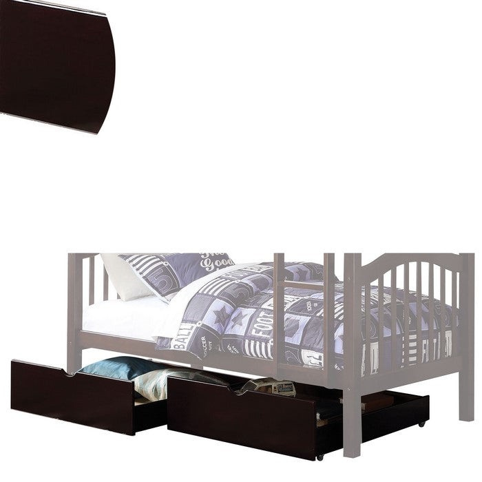 2 Piece Cottage Style Under Bed Wooden Drawers with Casters, Brown