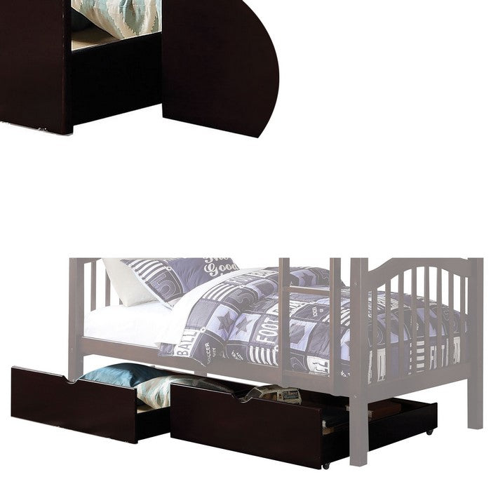 2 Piece Cottage Style Under Bed Wooden Drawers with Casters, Brown