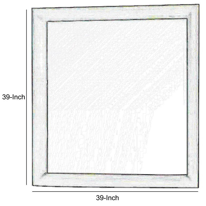Contemporary Style Wooden Mirror with Beveled Edges, Silver and Black