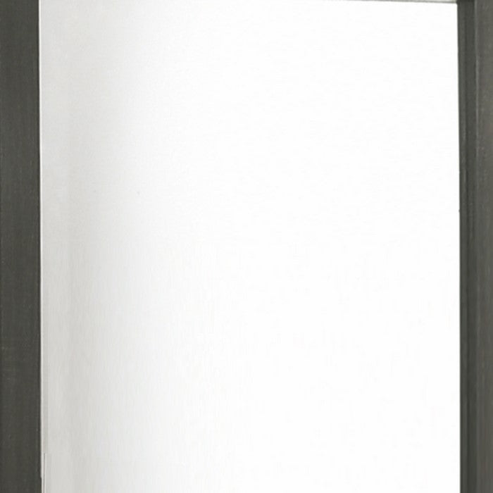 Rectangular Wooden Framed Mirror with Beveled Edge, Gray and Silver