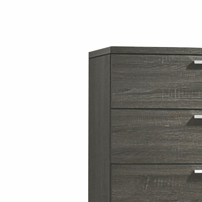 Wooden Chest with Bracket Legs and 5 Spacious Drawers, Oak Gray