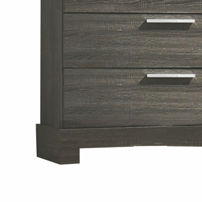 Wooden Chest with Bracket Legs and 5 Spacious Drawers, Oak Gray