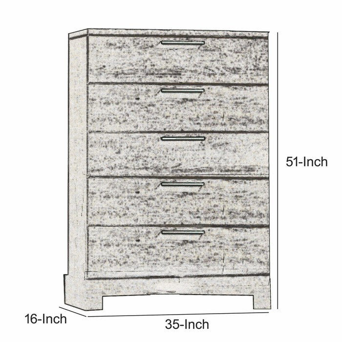 Wooden Chest with Bracket Legs and 5 Spacious Drawers, Oak Gray