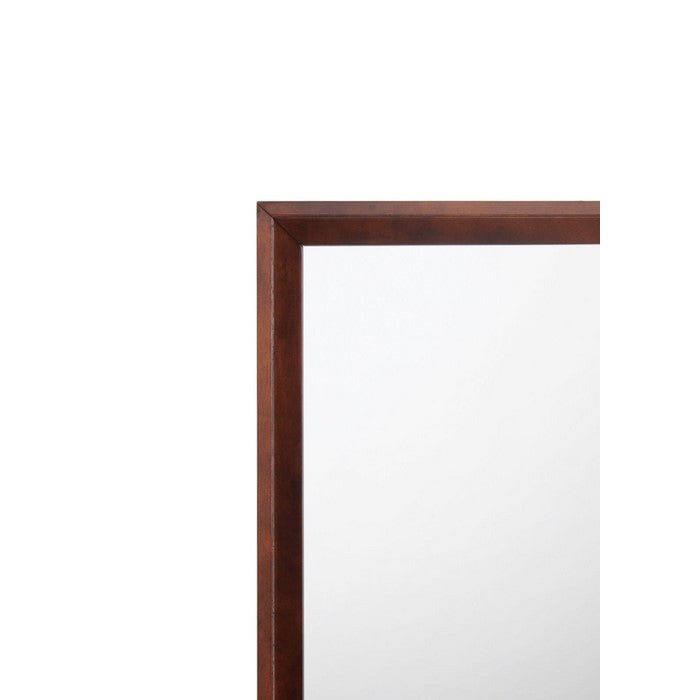 Rectangular Shape Wooden Frame with Mirror Encasing, Brown and Silver
