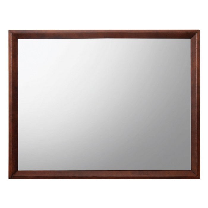 Rectangular Shape Wooden Frame with Mirror Encasing, Brown and Silver
