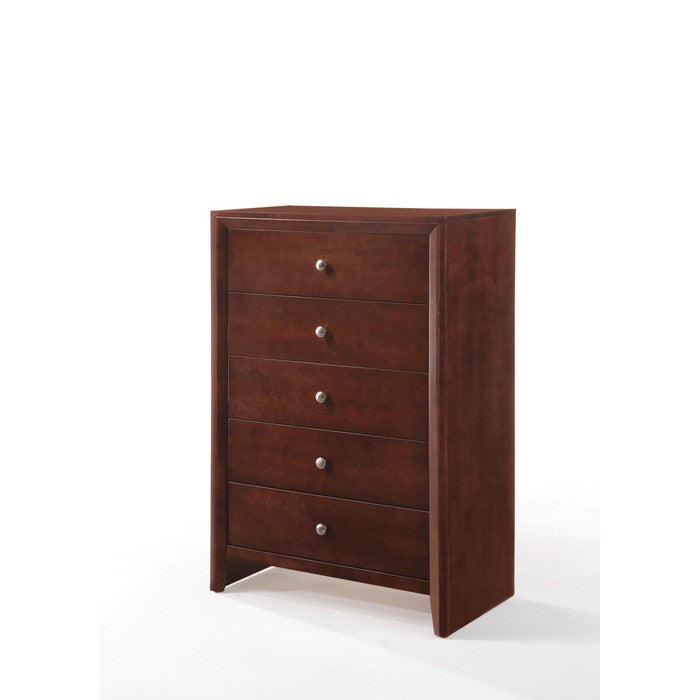 Contemporary Style Wooden Chest with 5 Storage Drawers, Brown
