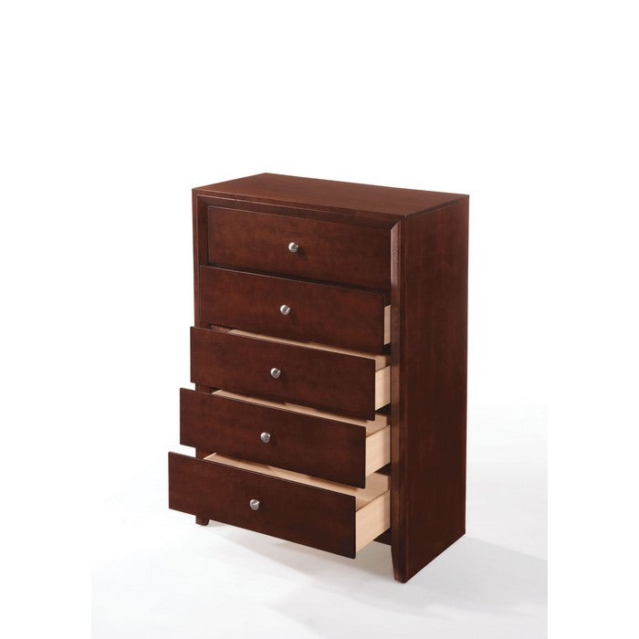 Contemporary Style Wooden Chest with 5 Storage Drawers, Brown