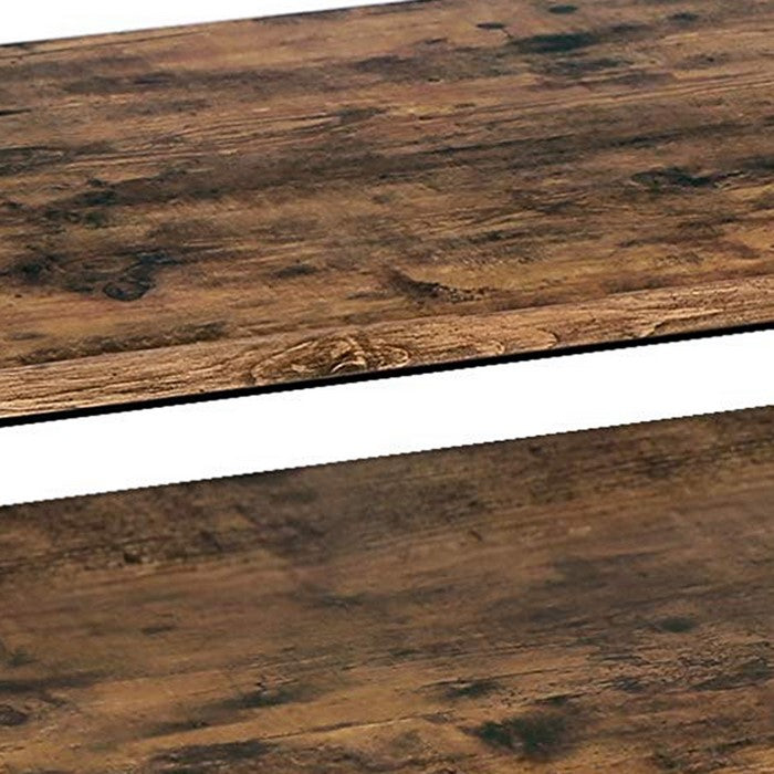 Wooden Coffee Table with 1 Bottom Shelf and Grain Details, Brown