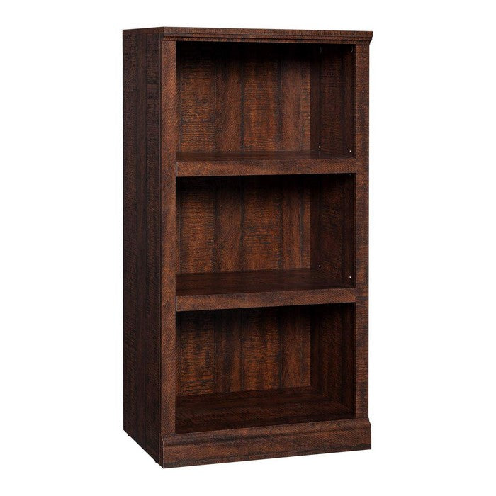 Wooden 3 Tier Bookcase with Adjustable Height Shelves, Walnut Brown