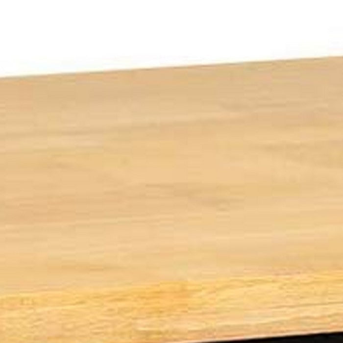 Wooden kitchen Island with 2 Bottom Shelves and Casters, Brown and Black