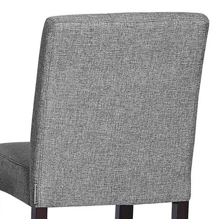 Button Tufted Fabric Upholstered Bar Stool, Set of 2, Light Gray and Brown