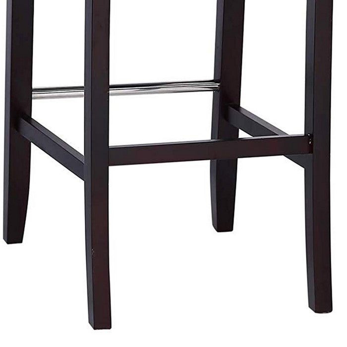 Button Tufted Fabric Upholstered Bar Stool, Set of 2, Light Gray and Brown