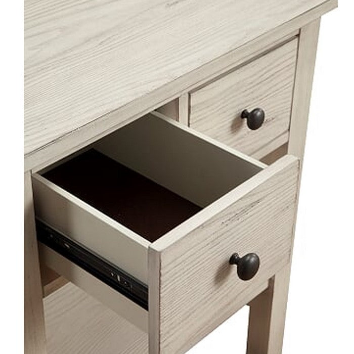Transitional Nightstand with 2 Drawers and Open Bottom Shelf, White