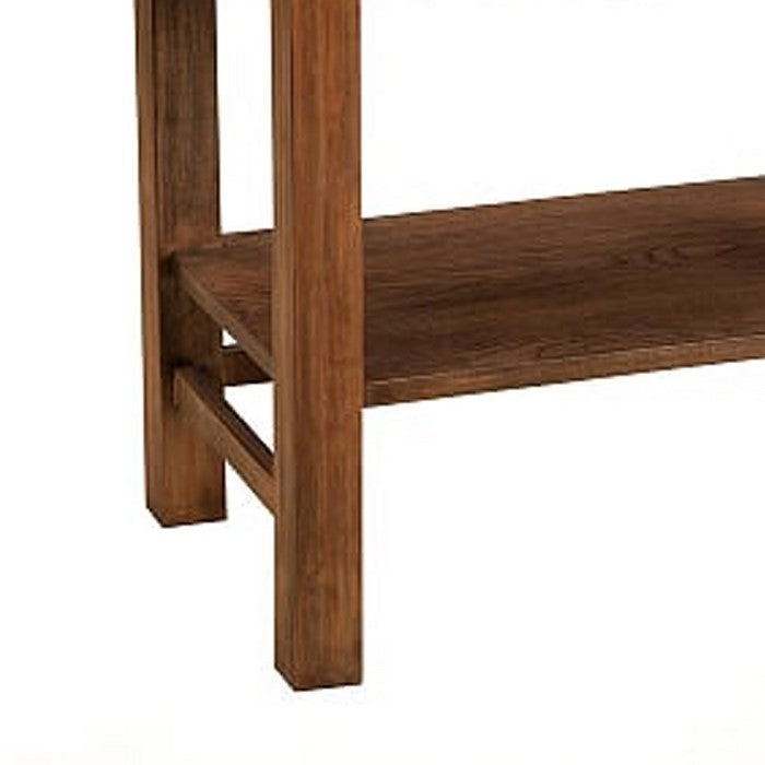 Transitional Nightstand with 2 Drawers and Open Bottom Shelf, Brown