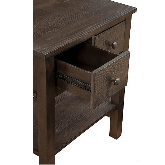 Transitional Nightstand with Two Drawers and Open Bottom Shelf, Gray