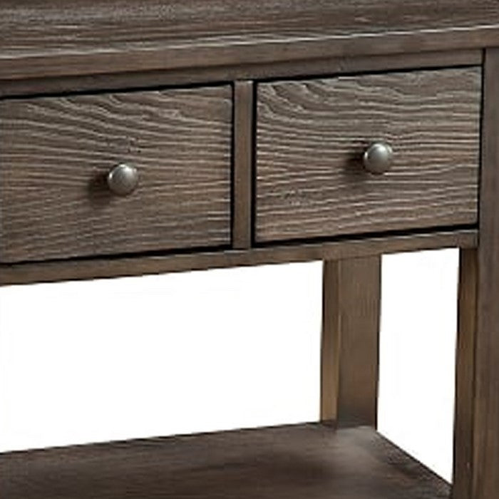 Transitional Nightstand with Two Drawers and Open Bottom Shelf, Gray