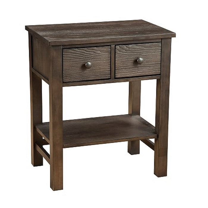 Transitional Nightstand with Two Drawers and Open Bottom Shelf, Gray