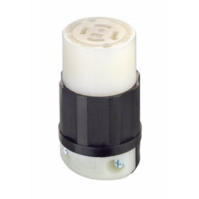 Leviton 2413 20 Amp, 125/250 Volt, NEMA L14-20R, 3P, 4W, Locking Connector, Industrial Grade, Grounding - Black-White
