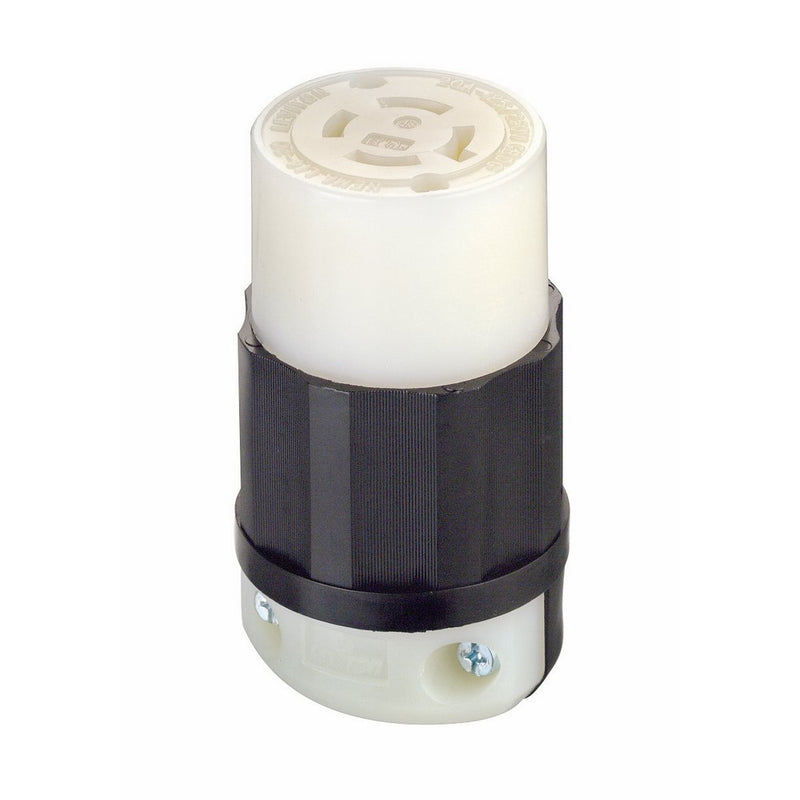 Leviton 2413 20 Amp, 125/250 Volt, NEMA L14-20R, 3P, 4W, Locking Connector, Industrial Grade, Grounding - Black-White