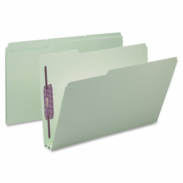 Smead Pressboard Fastener File Folder with SafeSHIELD Fasteners, 2 Fasteners, 1/3-Cut Tab, 2" Expansion, Legal Size, Gray/Green, 25 per Box (19934)