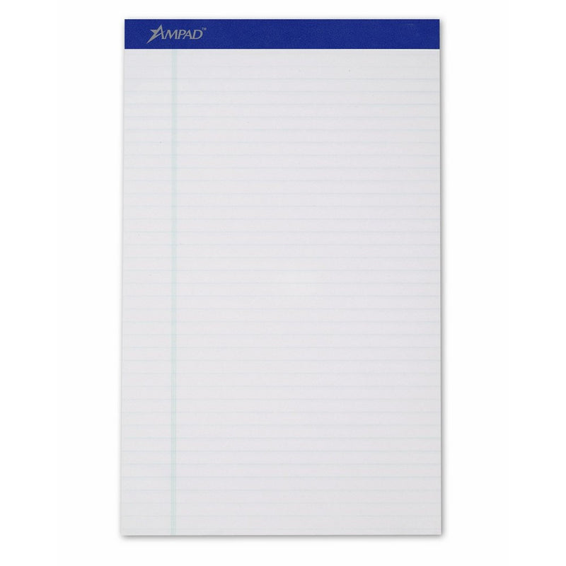 Ampad 20-180 Evidence Recycled 8-1/2x14 Legal Rule Pads, Margin, White, 50 Sheets, Dozen