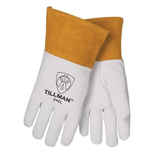 John Tillman and Co 24CM Premium Top Grain Pearl Kidskin MIG/TIG Welder's Glove with 4" Cuff, Straight Thumb and Kevlar Thread, Medium