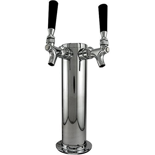 Keg Works Double Tap Draft Beer Tower, Stainless Steel, 3" D