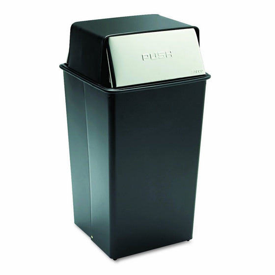 Safco Products 9895 Reflections By Safco Push Top Trash Can, 36-Gallon, Black