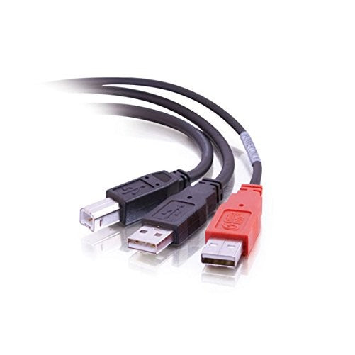 C2G 28108 USB Cable - USB 2.0 One B Male to Two A Male Y-Cable, Black (6 Feet, 1.82 Meters)