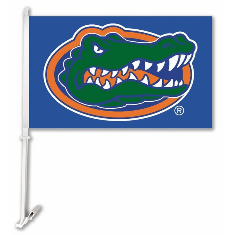BSI NCAA Florida Gators Car Flag Gator Head with Free Wall Brackett