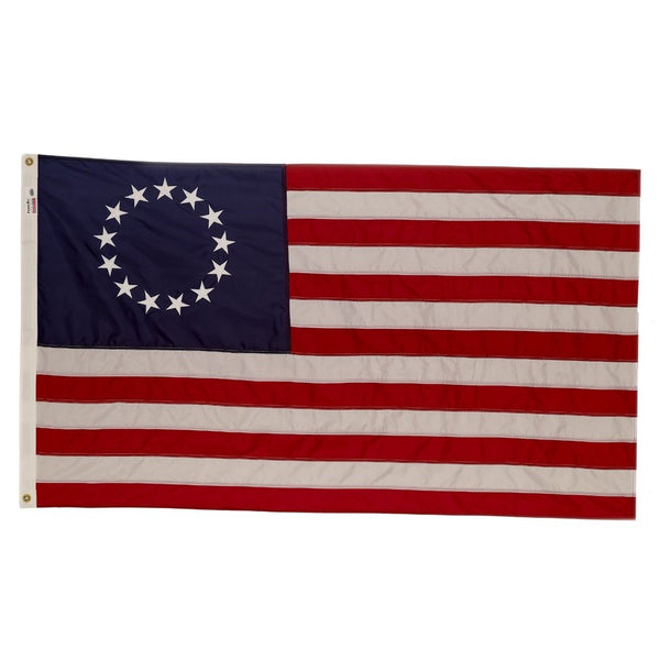 Valley Forge, American Flag, Nylon PERMA-NYL, 3' x 5', 100% Made in USA, Betsy Ross 13-Star Colonial US Flag, Sewn Stripes, Embroirdered Stars