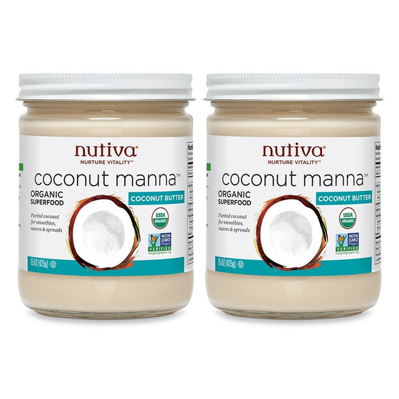 Nutiva Organic Coconut Manna from Fresh, non-GMO, Sustainably Farmed Coconuts, 15-Ounce (Pack of 2)