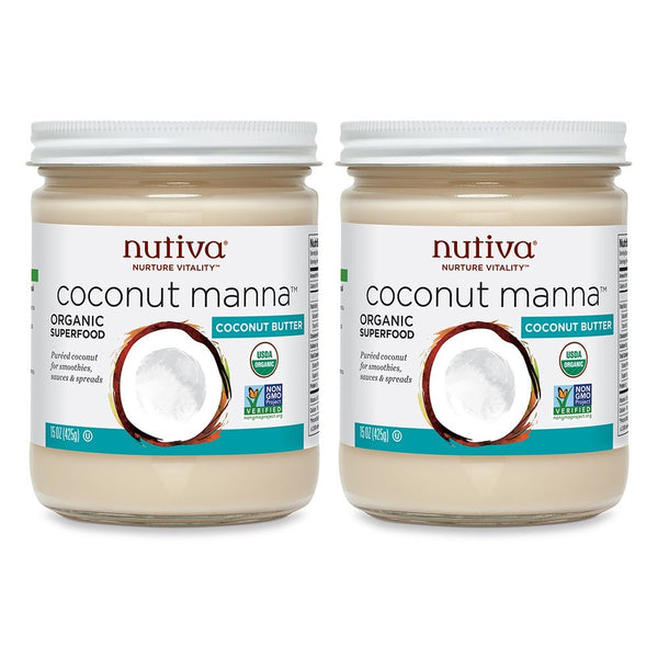 Nutiva Organic Coconut Manna from Fresh, non-GMO, Sustainably Farmed Coconuts, 15-Ounce (Pack of 2)