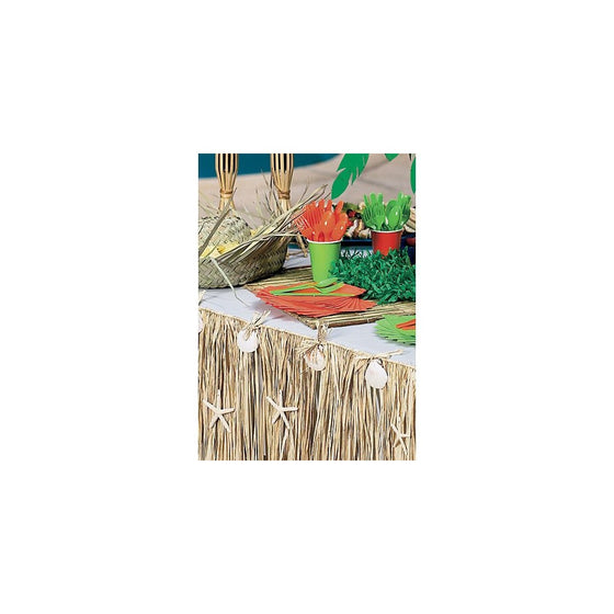 Raffia and Seashell Table Skirt (29 inch wide x 108 inch long)