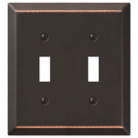 Amerelle 163TTDB Traditional Steel Wallplate with 2 Toggle, Aged Bronze