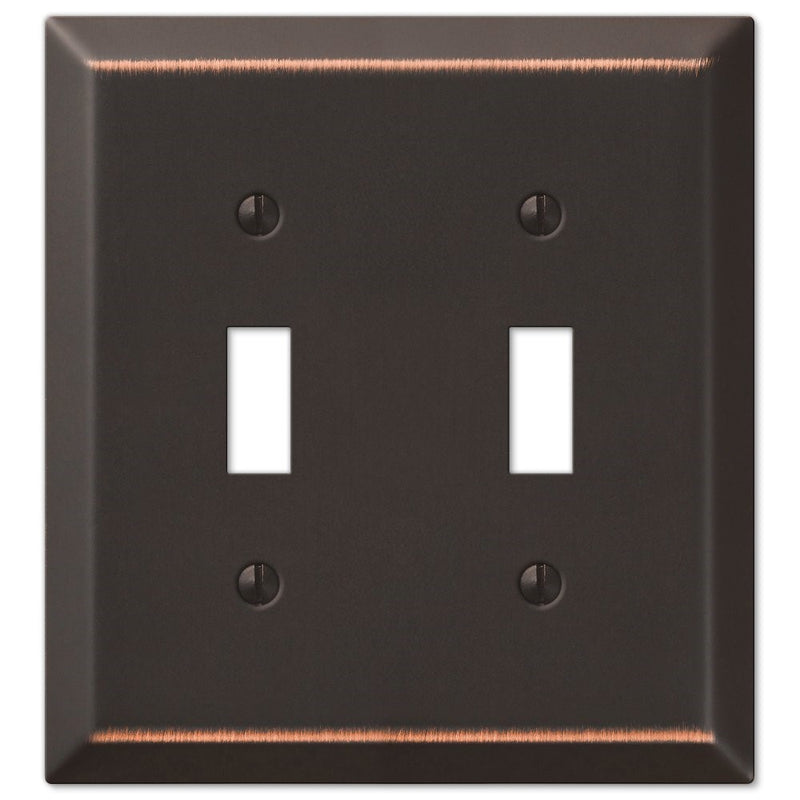 Amerelle 163TTDB Traditional Steel Wallplate with 2 Toggle, Aged Bronze