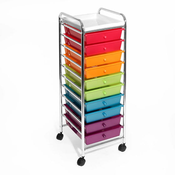 Seville Classics 10-Drawer Organizer Cart, Multi Color