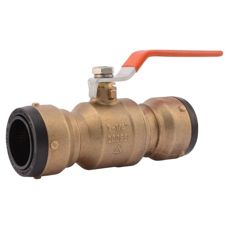 SharkBite Ball Valve 1 1/4 Inch Water Valve Shut Off, SBBV35A, Large Diameter, Push-to-Connect, PEX, Copper, CPVC, PE-RT