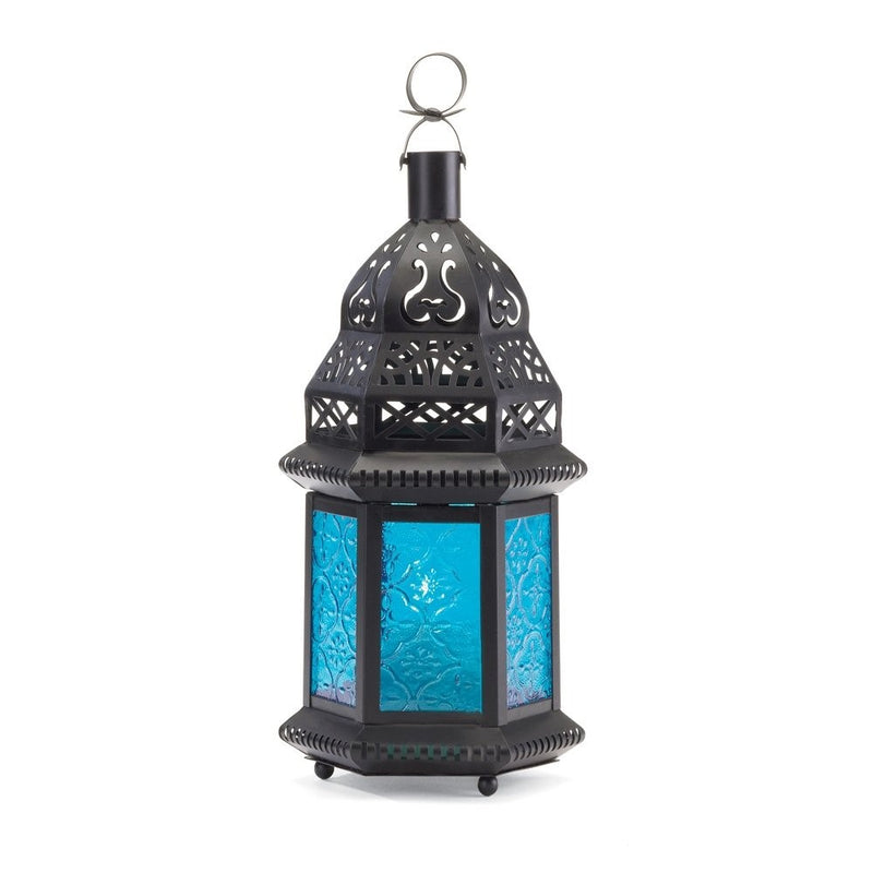 Gallery of Light Moroccan Lantern Blue Glass Candle Holder Candleholder