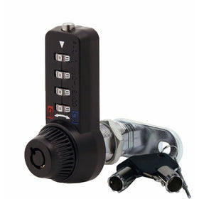 Combi-Cam Ultra, 7432L-Black & Keys, Combination Cam Lock with Master Key Override, 1-1/8" Cylinder Length, Black Finish