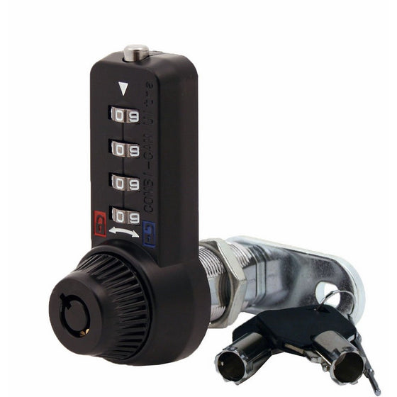 Combi-Cam Ultra, 7432L-Black & Keys, Combination Cam Lock with Master Key Override, 1-1/8" Cylinder Length, Black Finish