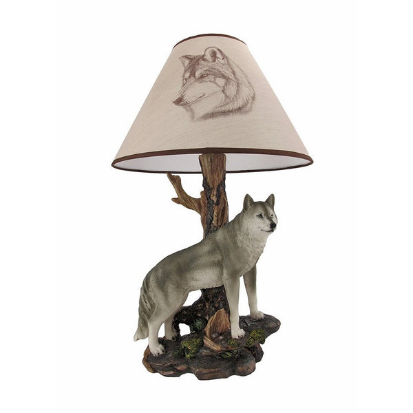 Resin Table Lamps Denizen Of Twilight Gray Wolf Table Lamp 12.5 X 20 X 12.5 Inches Gray